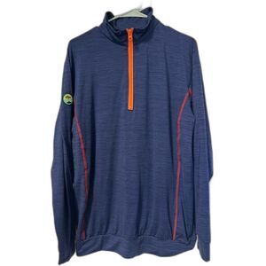 Wears Woody Performance Blend  navy blue half zip stretch pullover size large